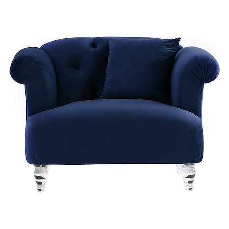 Armen Living Elegance Contemporary Chair in Blue Velvet with Acrylic Legs LCEG1BLUE